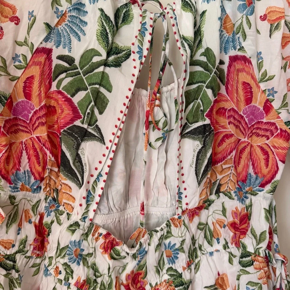 NWT Farm Rio Floral Mini Dress Off White Floral Size L - Picture 6 of 12